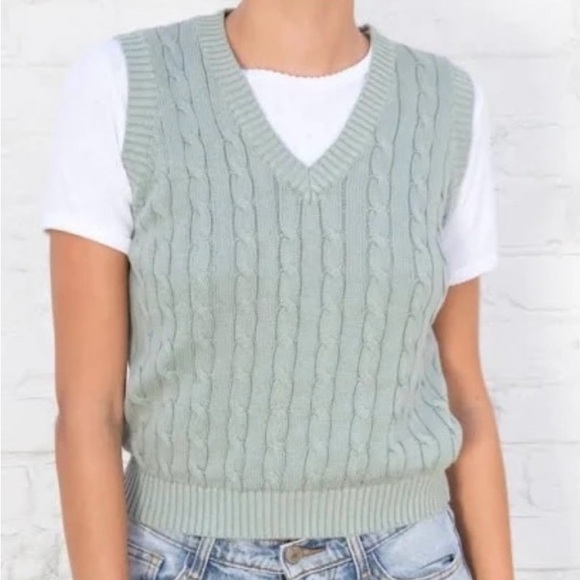 Brandy Melville Sweaters - brandy melville john galt marlena cable knit sweater vest in mint green